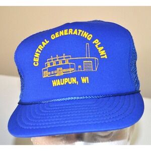 Vintage Central Generating Plant Waupun WI Blue Trucker Snapback Mesh Hat Sansun